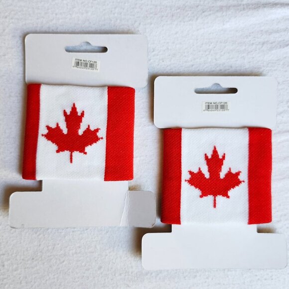 FUN Canadian Flag Arm Warmers Arm Sweat Bands BNIP Wristband - Picture 2 of 2